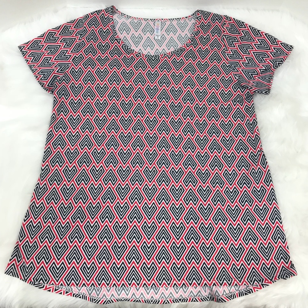 LuLaRoe Classic T Red Black White Chevron Arrows